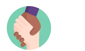 Icon of two hands clasped together symbolizing support, unity, and humanitarian aid by V V Charitable Trust.